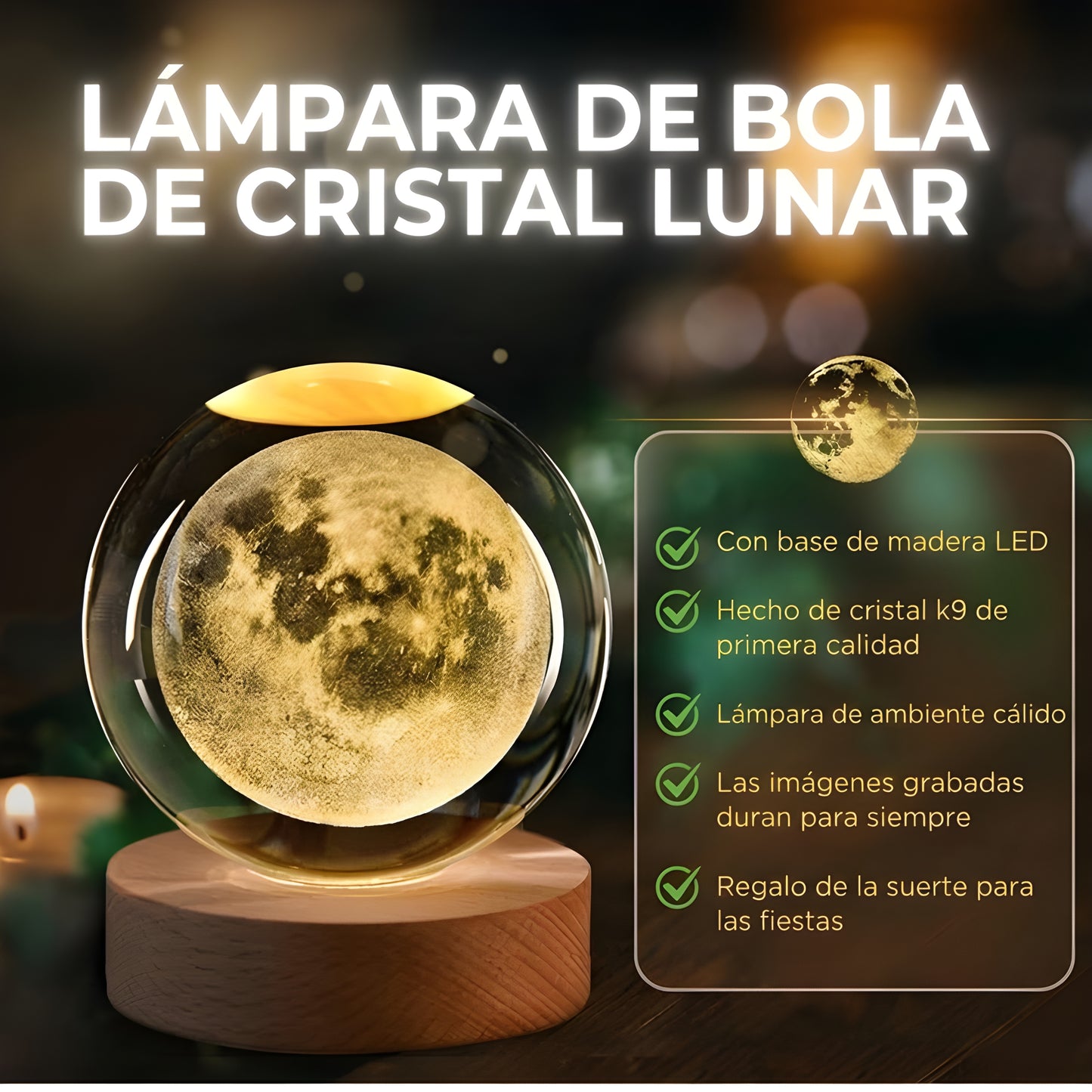 Lumora | Lámpara Lunar de Cristal